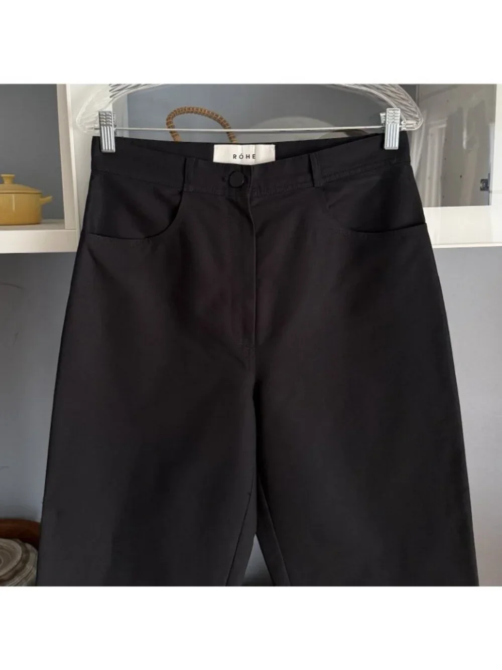 Róhe Valentina Black Cotton Trousers Pants Cropped High Rise Size 40